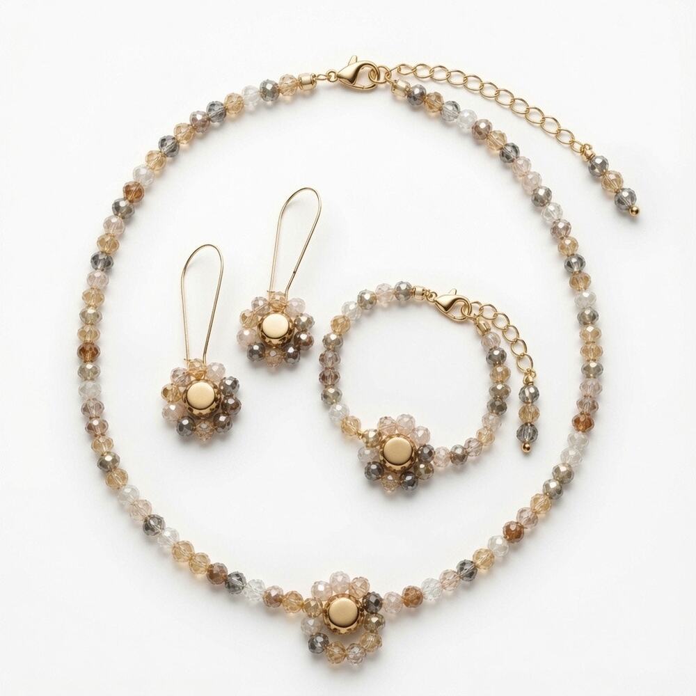 Swarovski Beaded Necklace, Bracelet, Earring Set